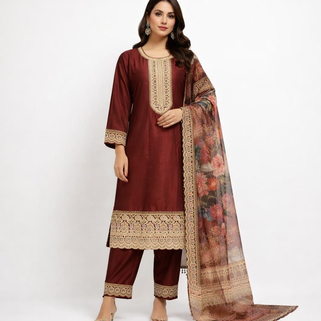 AL-Libas Elegance – Rubaab Maroon Royale