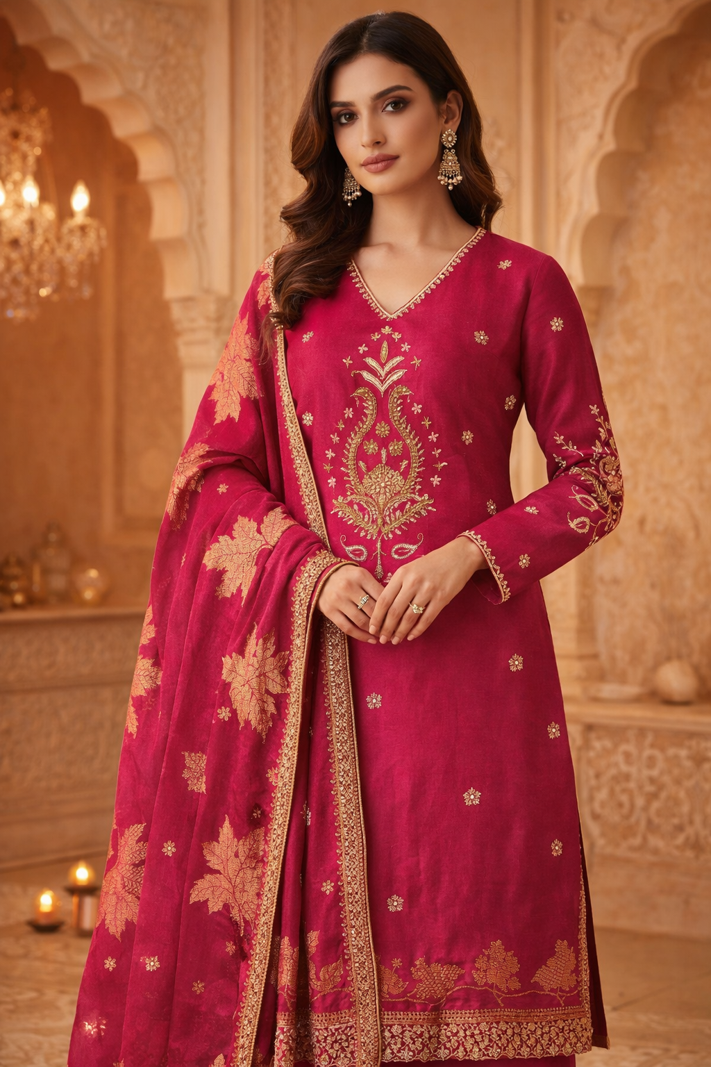 AL-Libas Women Embroidered Kurta Pant Set with Dupatta | Ethnic Straight Kurti Suit - 4