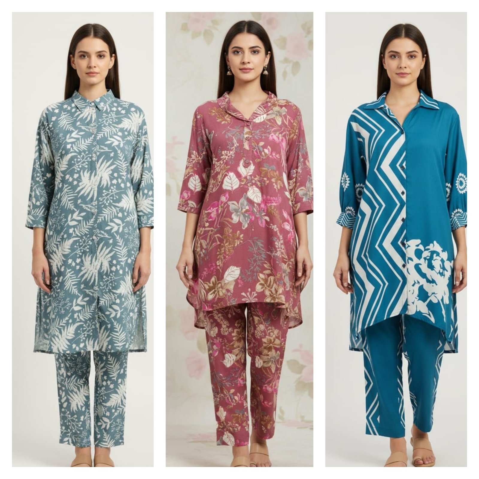 Women Floral Printed Cotton Co-Ord Set | Casual Shirt Top & Pant Set for Women - 5