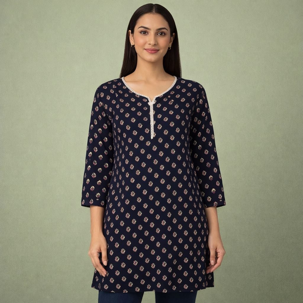 Women Paisley Printed Straight Kurta with 3/4 Sleeves | Casual Ethnic Kurti Top - 3