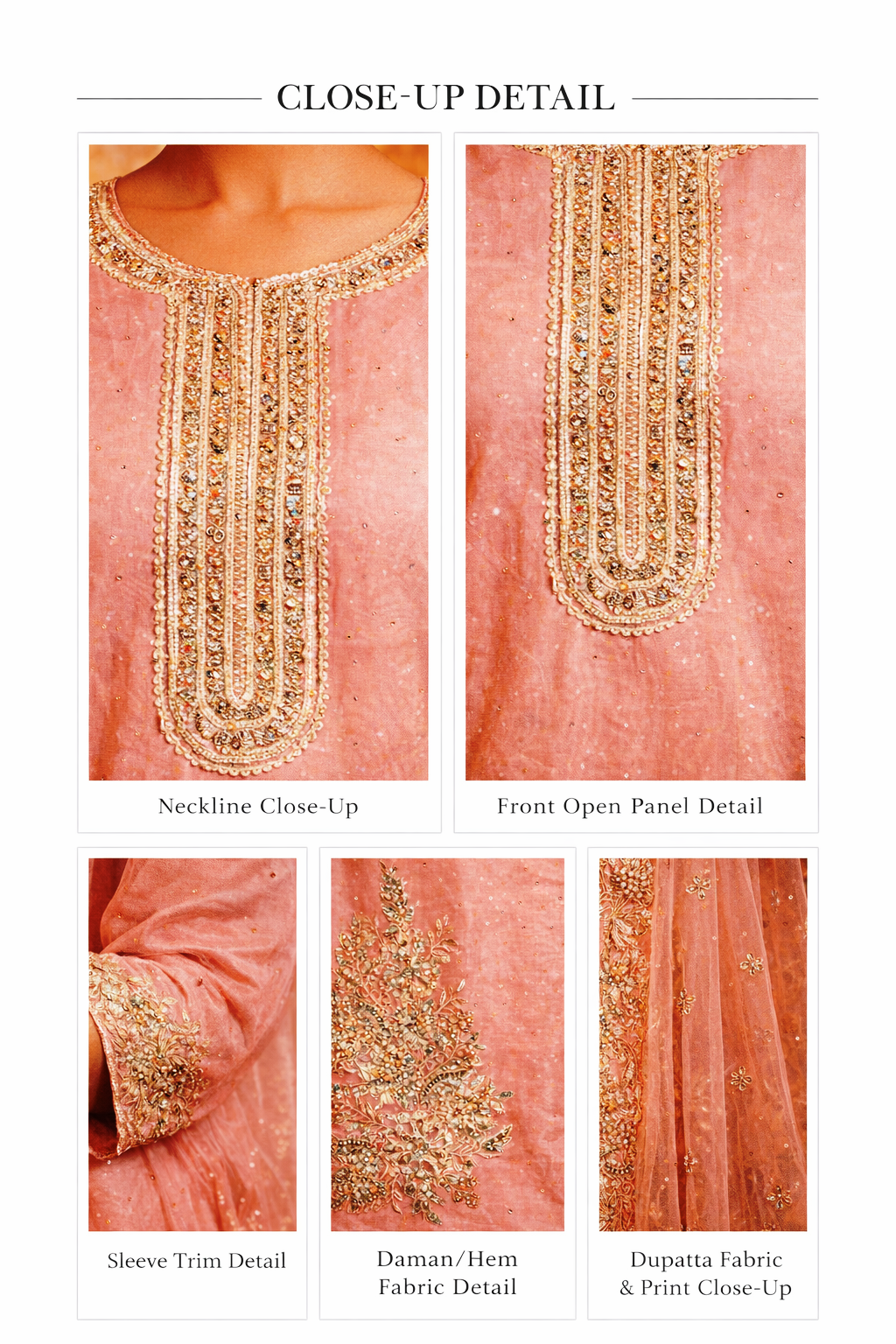Peach Embroidered Unstitched Salwar Suit for Women with Dupatta | Festive Ethnic Dress Material - 3