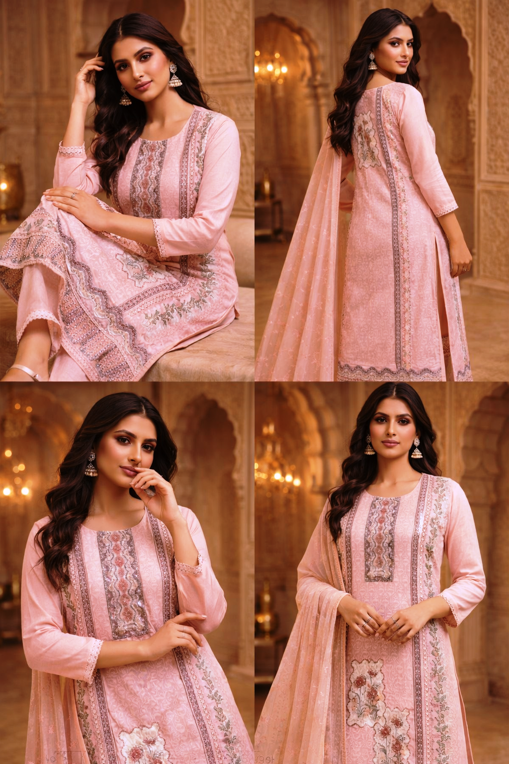 AL-Libas Pink Embroidered Salwar Kameez Set for Women with Dupatta – Traditional Pakistani Ethnic Wear - 2