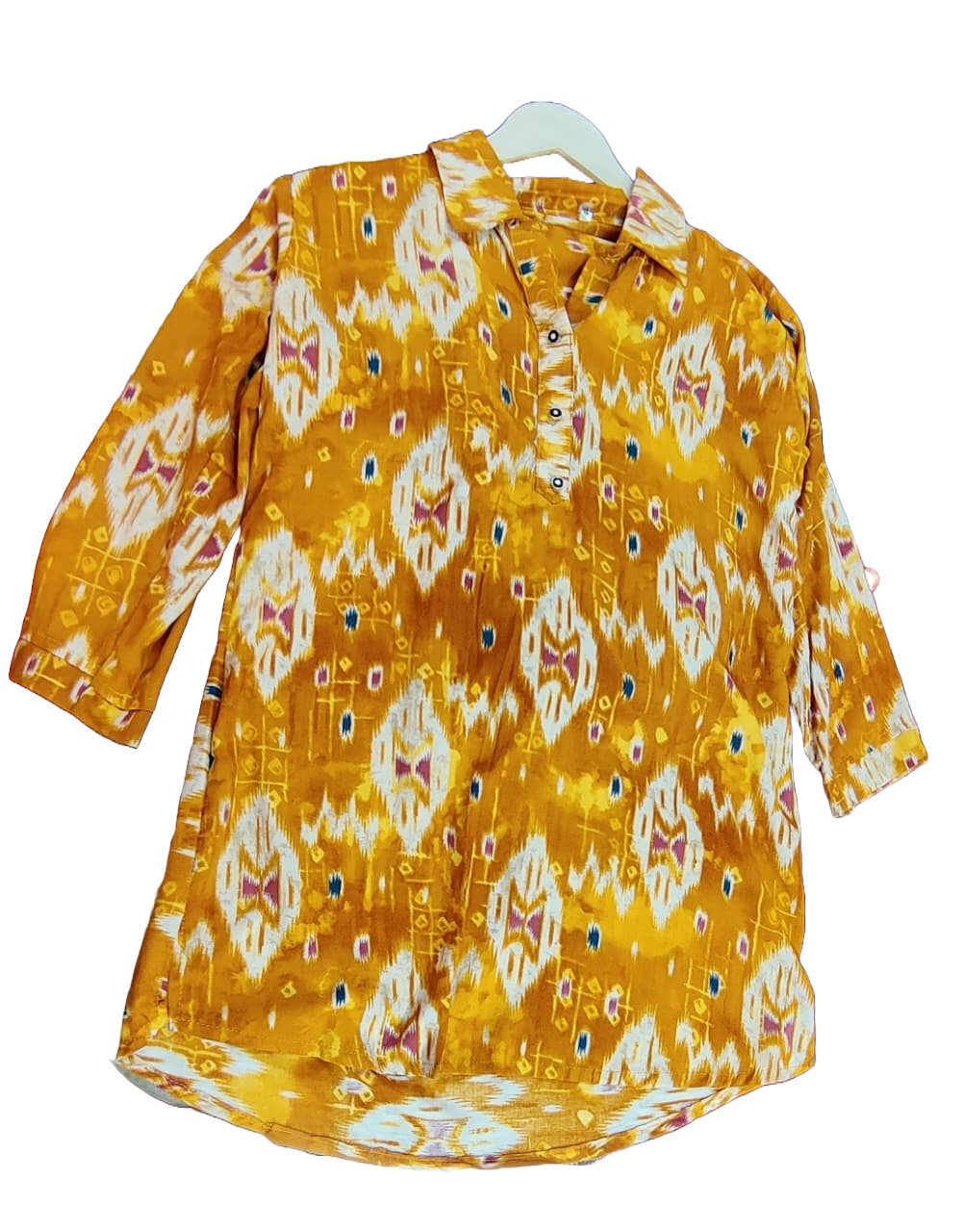Women Mustard Printed Cotton Co-ord Set Premium Casual Ethnic Wear - 3