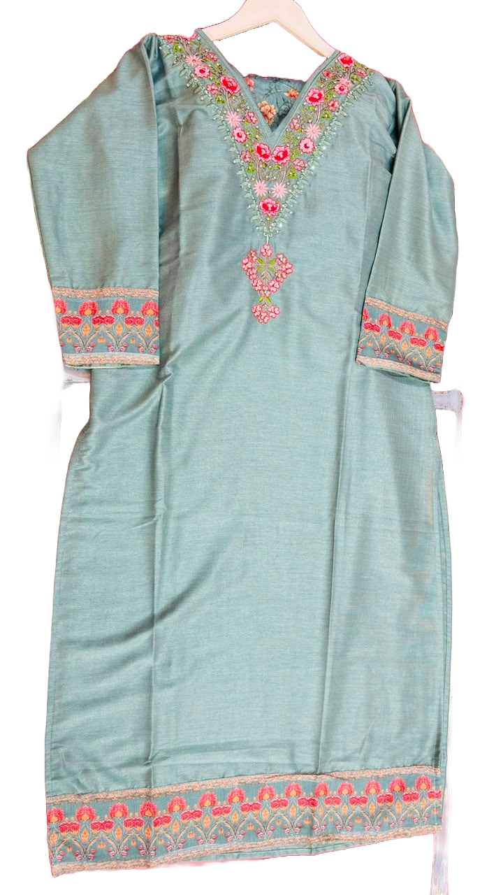 Women's Wine Embroidered Kurta Pant with Printed Dupatta Set | Straight Fit Ethnic Wear - 4