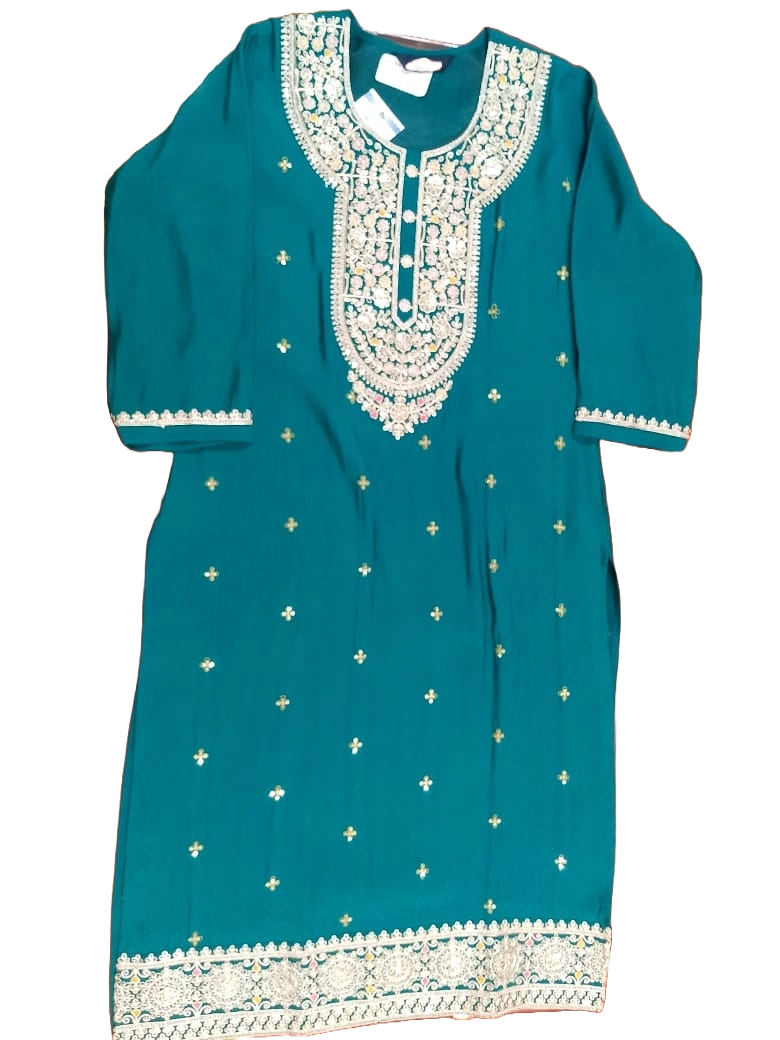 Women's Embroidered Kurta Pant with Printed Dupatta Set | Straight Fit Ethnic Wear - 4