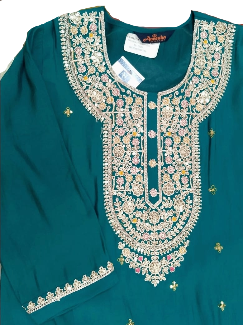 Women's Embroidered Kurta Pant with Printed Dupatta Set | Straight Fit Ethnic Wear - 6