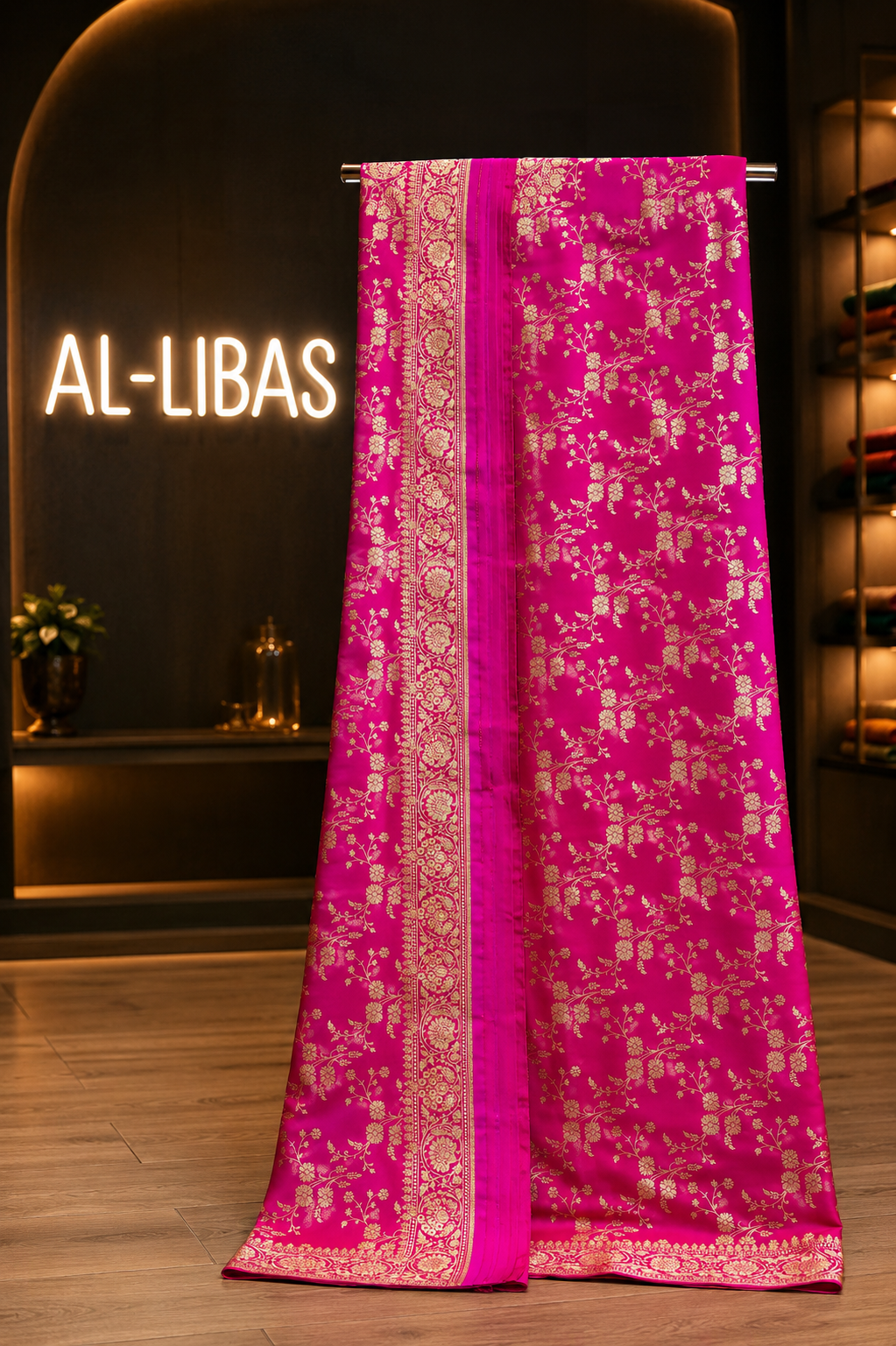 Royal Magenta Meenakari Floral Buti Zari Banarasi Saree