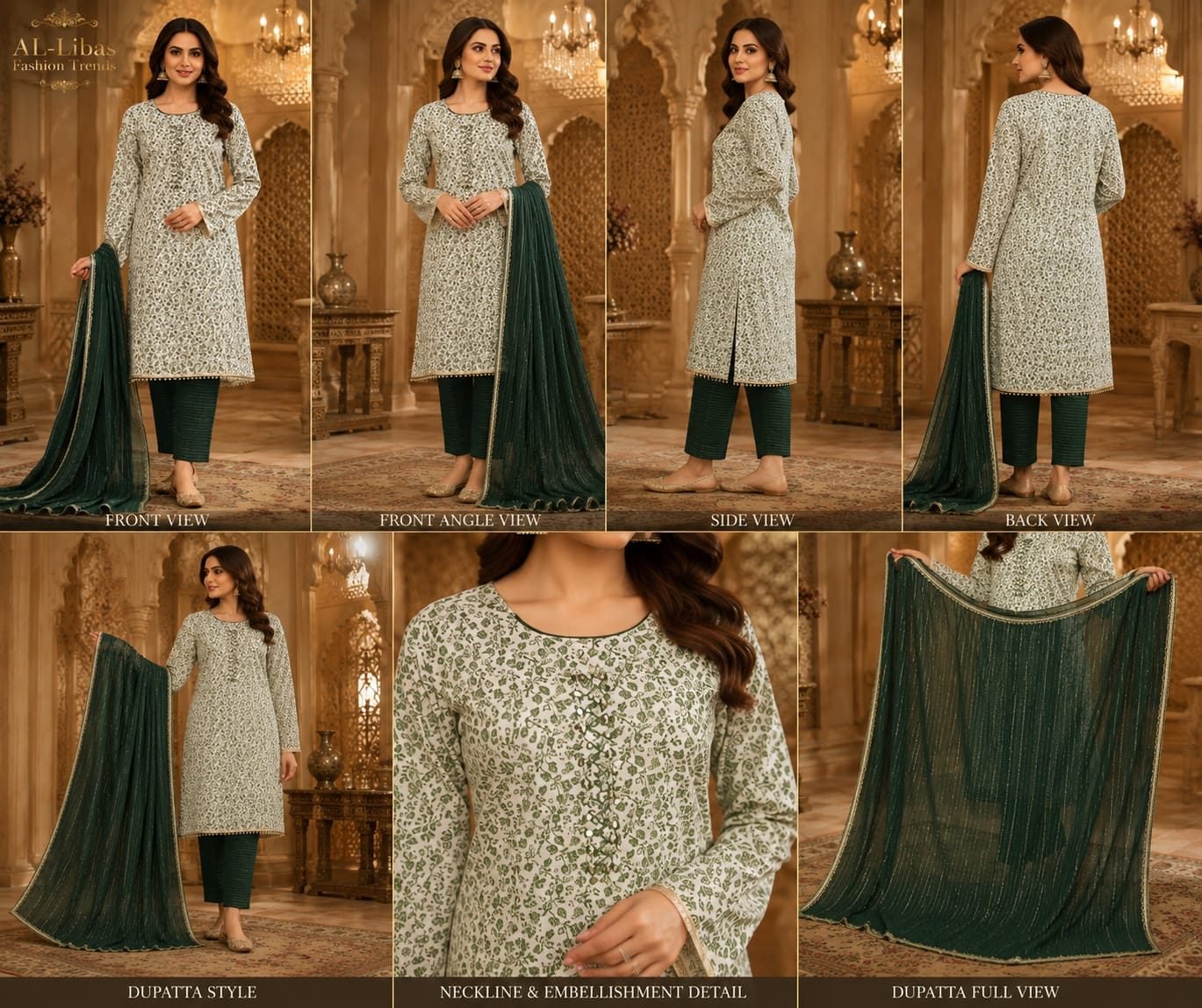 Traditional Floral Printed 3-Piece Suit Set - 2