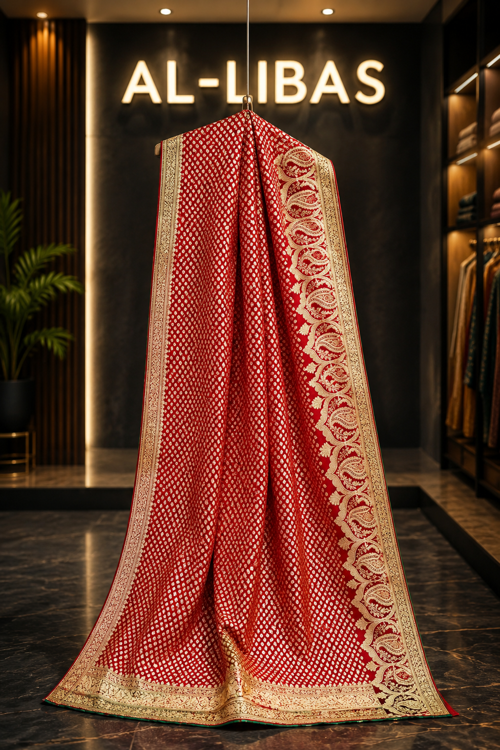 Royal Banarasi Zari Woven Saree with Traditional Paisley Border.